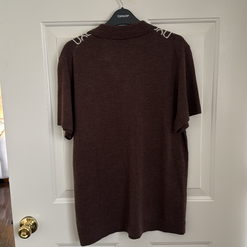 PacSun Brown Jacquard Knit Button-Up Shirt - Size Medium - NEW - Picture 7 of 11